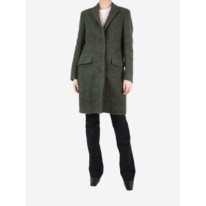 MSGM Wool Coat Womens 42/ Sz Medium Green Mid Length